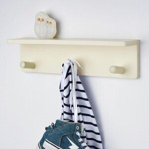 IKEA Owl Wall Shelf with Peg Hooks KLADE White and Grey